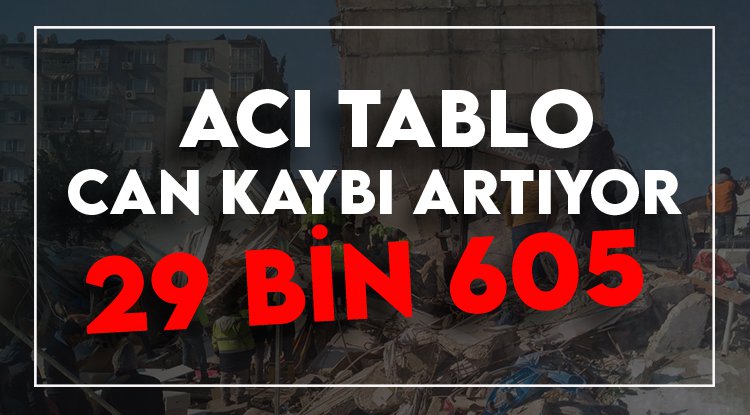 Depremde hayatını kaybedenlerin sayısı 29 bin 605'e yükseldi