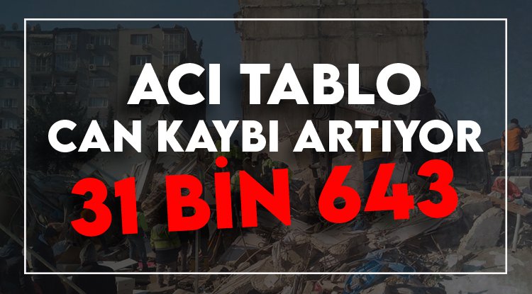 Depremde hayatını kaybedenlerin sayısı 31 bin 643'e yükseldi