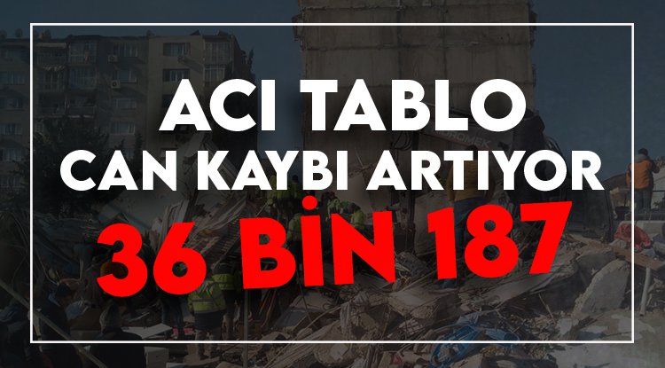Depremde hayatını kaybedenlerin sayısı 36 bin 187'ye yükseldi