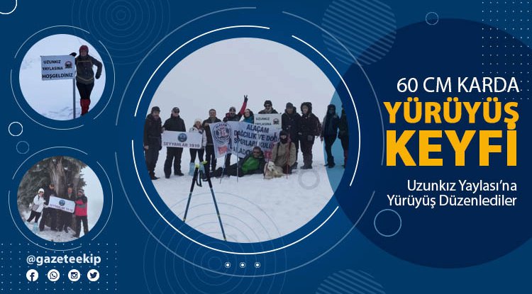 Samsun'da doğa severlerin karda yürüyüş keyfi