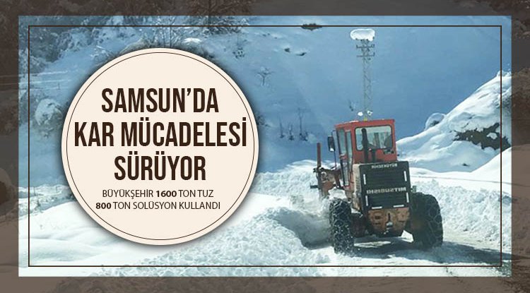 Samsun'da kar mücadelesi sürüyor