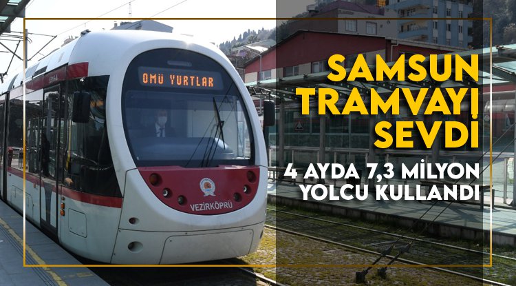 Samsun'da tramvaylar 4 ayda 7 milyon 350 bin yolcu taşıdı